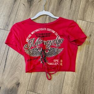 motorcycle crop top with tie